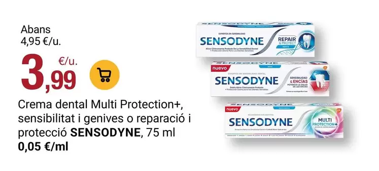 Sensodyne - Crema Dental Multi Protection+, Sensibilitati I Genive O Reparacò I Protecció