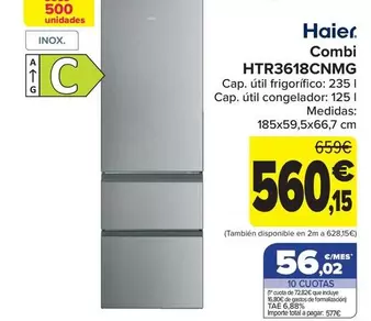 Haier - Combi HTR3618CNMG