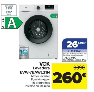 Vok - Lavadora EVW-7BAWL21N
