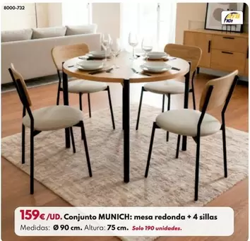 Atb - Conjunto Munich Mesa Redonda + 4 Sillas