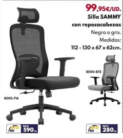 Silla Sammy Con Reposacabezas - Gris 67x62x112-130cm