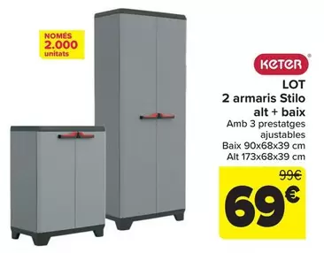 Keter - Lote 2 Armarios Stilo Alto + Bajo