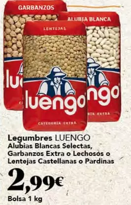 Luengo - Legumbres Alubias Blancas Selectas, Garbanzos Extra O Lechosos O Lentejas Castelanas O Pardinas