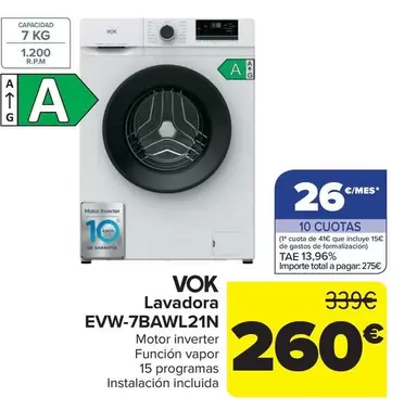 Vok - Lavadora EVW-7BAWL21N