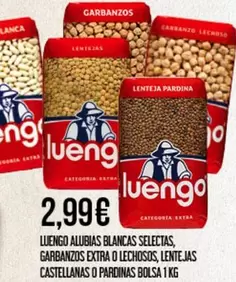 Luengo - Alubias Blancas Selectas, Garbanzos Extra O Lechosos, Lentejas Castellanas O Pardinas Bolsa