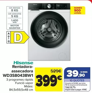 Hisense - Lavadora- Secadora WD3S8043BW1