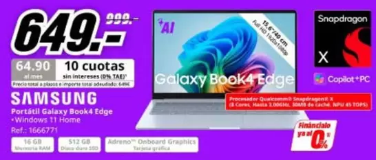 Samsung - Portátil Galaxy Book4 Edge