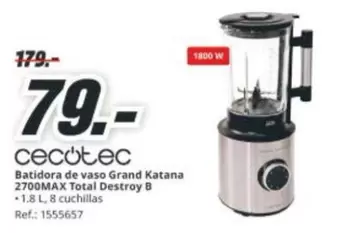 cecotec - Batidora De Vaso Grand Katana 2700max Total Destroy