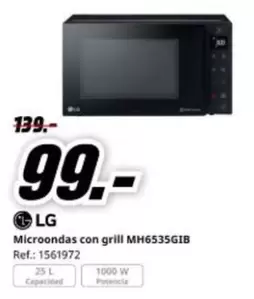 LG - Microondas Con Grill MH6535GIB