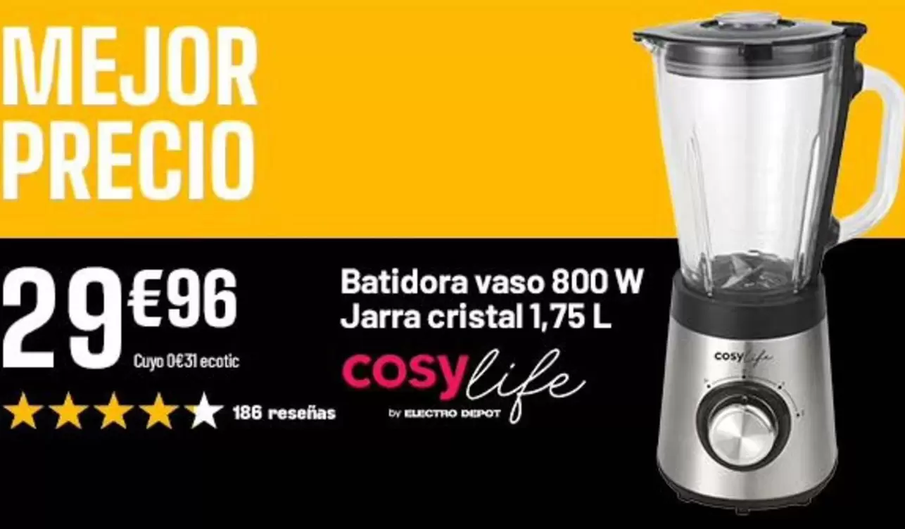 Cristal - Batidora Vaso 800 W Jarra  1.75 L