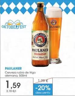 Paulaner - Cerveza Rubia De Trigo Alemana