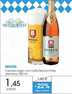 Spaten - Cerveza Lager Con Malta Munich Pale Alemana