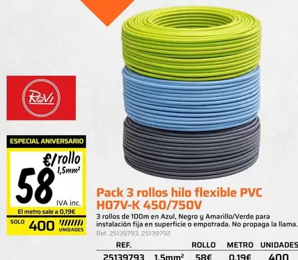 Solo - Pack 3 Rollos Hilo Flexible Pvc H07v-k 450/750v