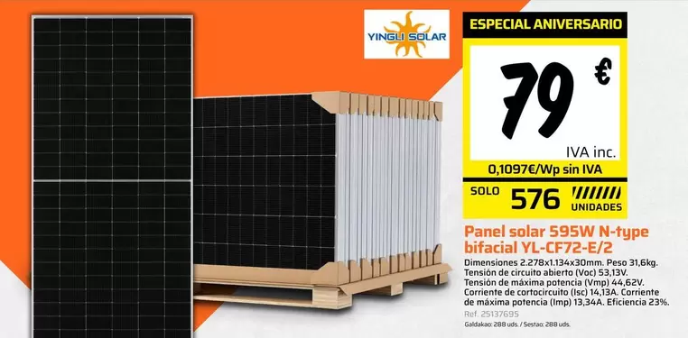 Solar - Panel Solia Sbsw N-nye Bifistical Yl-fi77e-f2