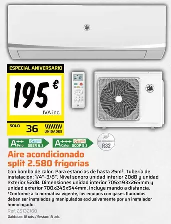 Solo - Aire Acondicionado Split 2.580 Frigorias
