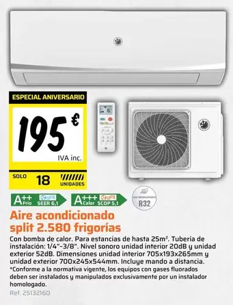 Solo - Aire Acondicionado Split 2.580 Frigorias