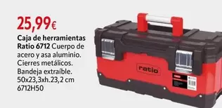Ratio - Caja De Herramientas 6712 Cuerpo De Acero Y Asa Aluminio. Cierres Metálicos. Bandeja Extraible