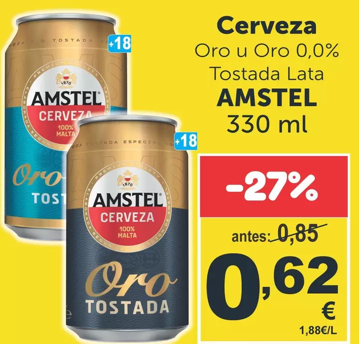Amstel - Cerveza Oro U Oro 0,0% Tostada Lata