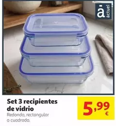 Redondo - Set 3 Recipientes De Vidrio