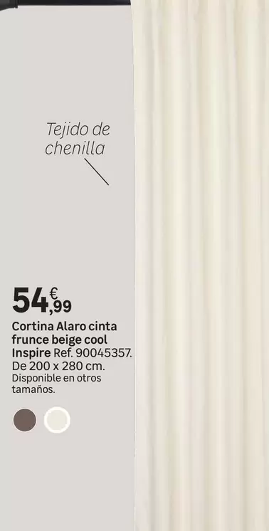 Inspire - Cortina Alaro Cinta Frunce Beige Cool