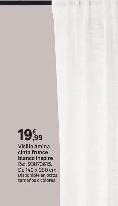 Inspire - Visillo Amina Cinta Frunce Blanco