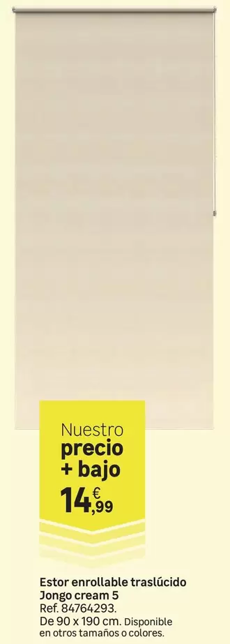 Inspire - Estor Enrollable Traslucido Jongo Cream 5