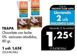 Trapa - Chocolate Con Leche 0% Azucares Anadidos