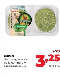 Coren - Hamburguesa De Pollo Campero Y Espinacas
