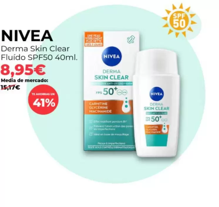 Nivea - Derma Skin Clear Fluido Spf50