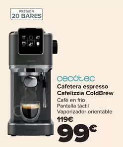 Cecotec - Cafetera Espresso Cafelizzia ColdBrew