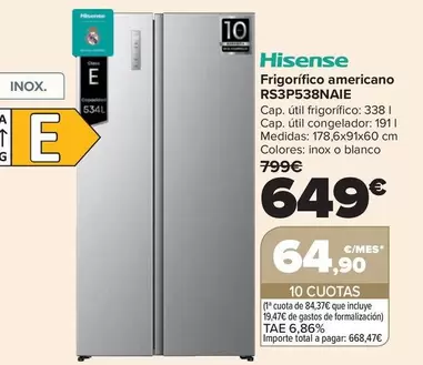 Hisense - Frigorífico Americano RS3P538NAIE