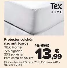 Tex Home - Protector Colchón Rizo Antiácaros