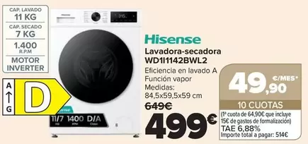 Hisense - Lavadora-Secadora WD1I1142BWL2