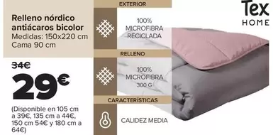 Tex Home - Relleno Nórdico Antiácaros Bicolor