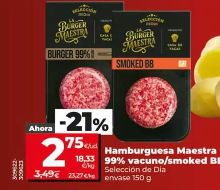 Seleccion De Dia - Hamburguesa Maestra 99% Vacuno 