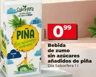 Dia Saborfera - Bebida De Zumo Sin Azucares Anadidos De Pina