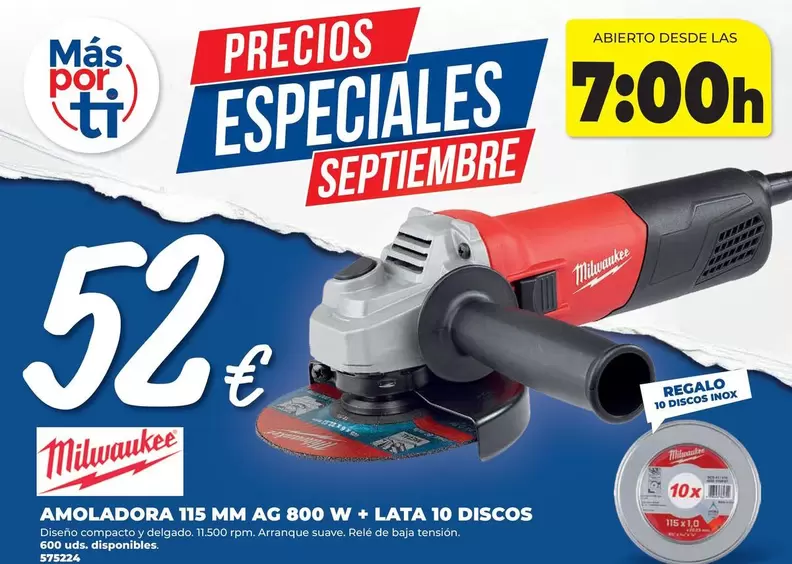 Amoladora 115 Mm Ac 800 W + Lata 10 Discos