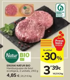 Eroski - Natur Bio Hamburguesa De Bovi Ecològica