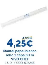 Vivó Chef - Mantel Papel Blanco Rollo