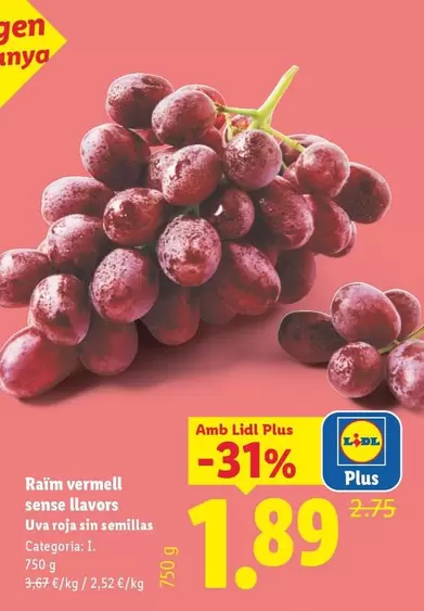 Uva Roja Sin Semillas