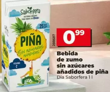 Dia Saborfera - Bebida De Zumo Sin Azucares Anadidos De Pina