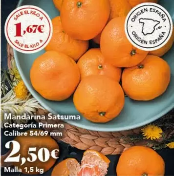 origen - Mandarina Satsuma Categoria Primera