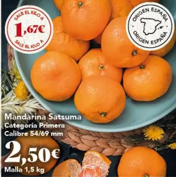 España - Mandarina Satsuma Categoria Primera Calibre 54/69mm