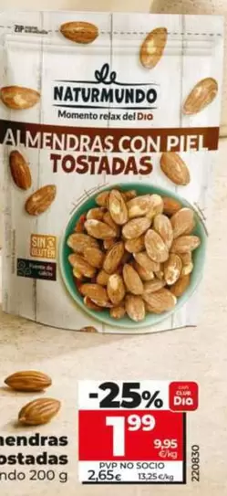Dia Naturmundo - Almendras Con Piel Tostadas