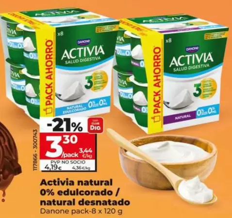 Danone - Activia Natural 0% Edulcorado/ Natural Desnatado