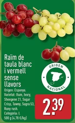 Raim De Taula Blanc I Vermell Sense Llavors