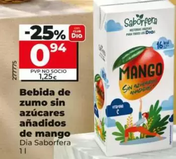 Dia Saborfera - Bebida De Zumo Sin Azucares Anadidos De Mango
