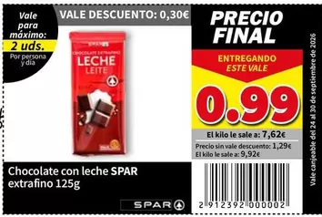 Spar - Chocolate Con Leche Extrafino