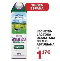 La Asturiana - Leche Sin Lactosa Desnatada 0% M.G.