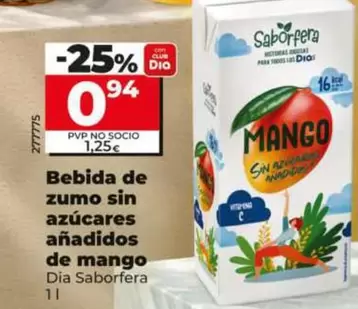 Dia Saborfera - Bebida De Zumo Sin Azucares Anadidos De Mango